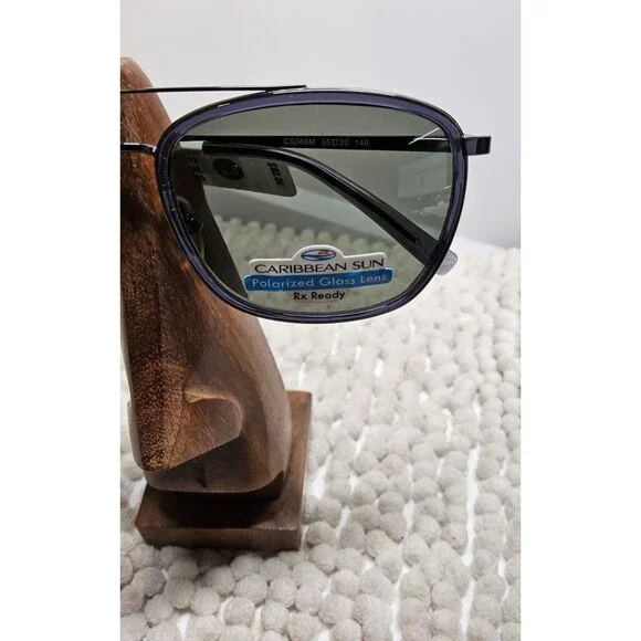 NEW Caribbean Sun Cooco Bay Sunglasses CS066M Gunmetal Polarized 55-20-140 $82.